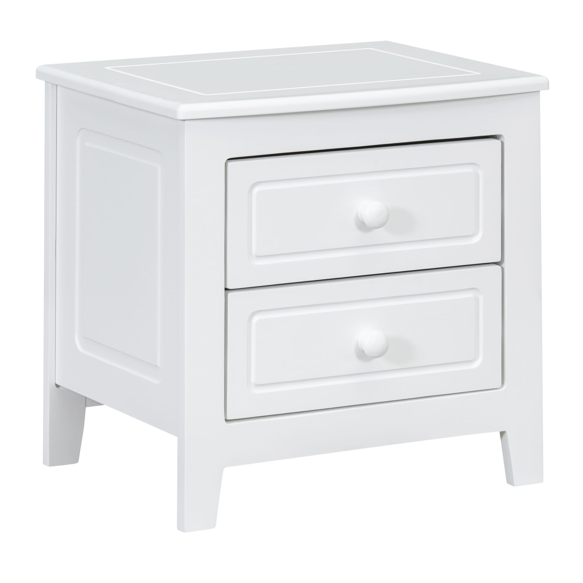 2-Drawer Nightstand For Bedroom, Mid Century Retro Bedside Table With Classic Design,White view 4