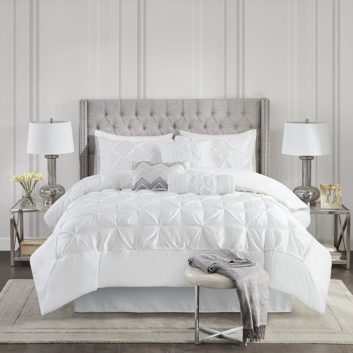 7 Piece Tufted Comforter Set White Full view 5