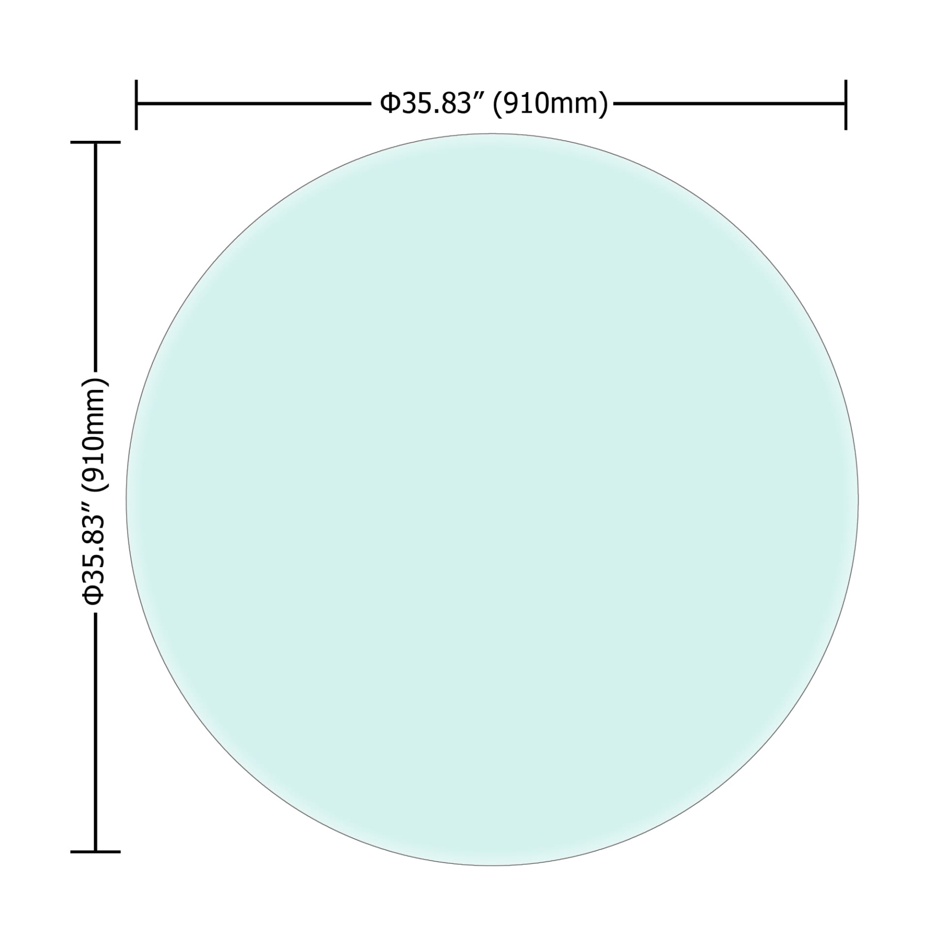 36  Inch Round Tempered Glass Table Top Clear Glass 2-5  Inch Thick Beveled Polished Edge view 2