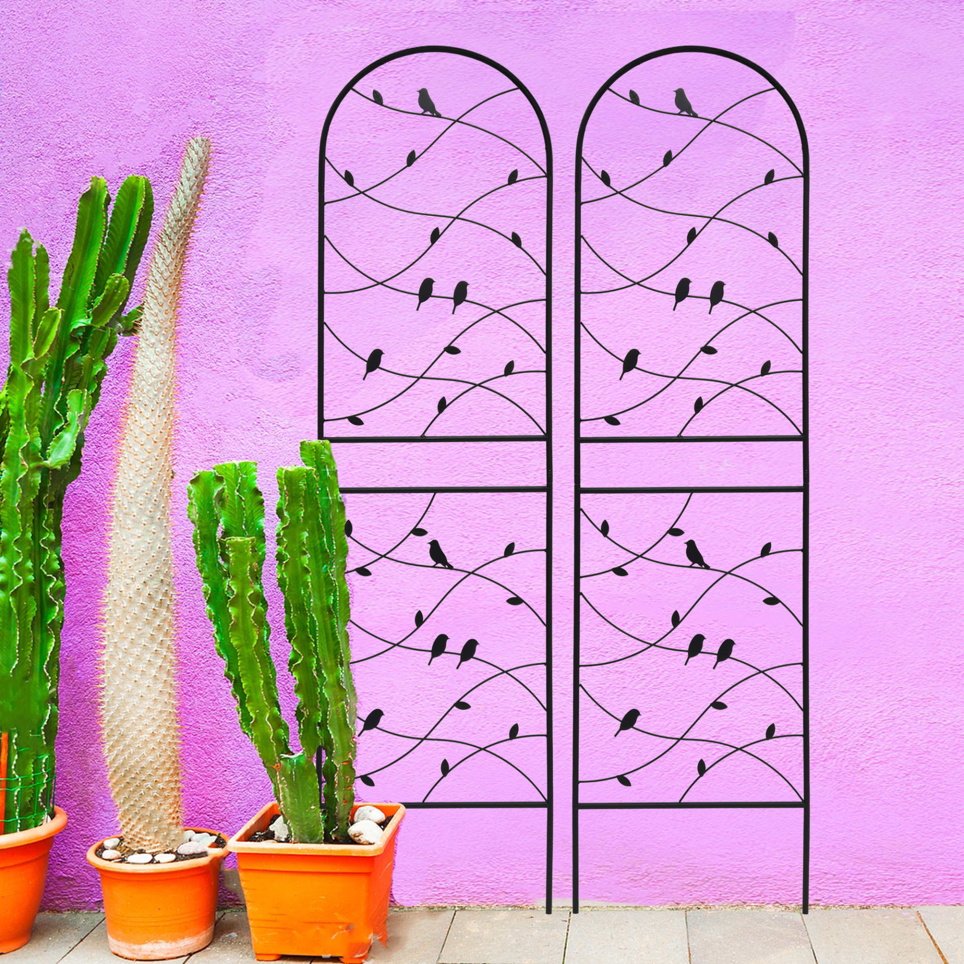 2 Pack Metal Garden Trellis 71  X 19.7  Rustproof Trellis For Climbing Plants Outdoor Flower Support Bird Deco Black view 5