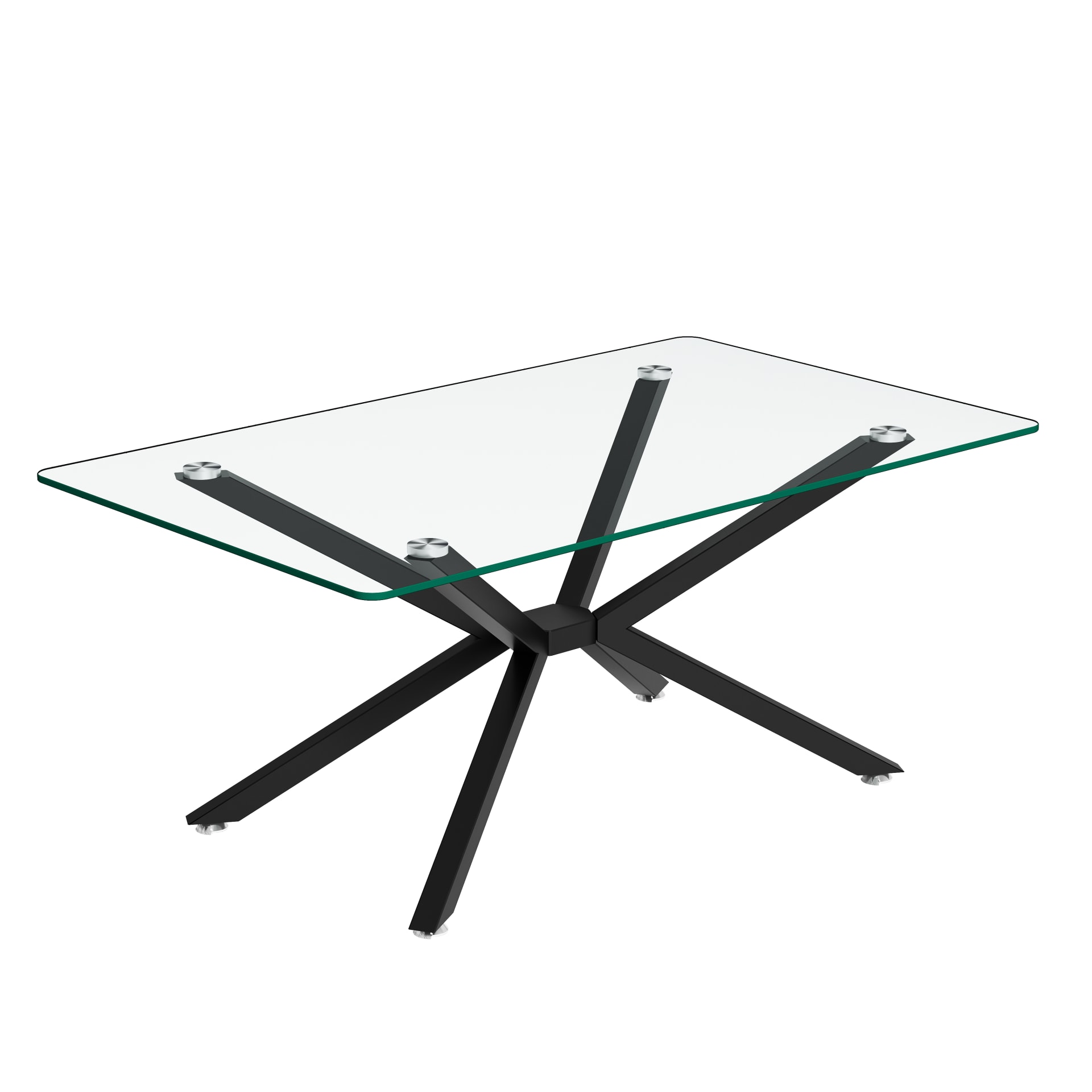 39.37  Rectangular Clear Tempered Glass Coffee Table,Stylish Design With Black Metal Legs, Coffee Table For Living Room view 2