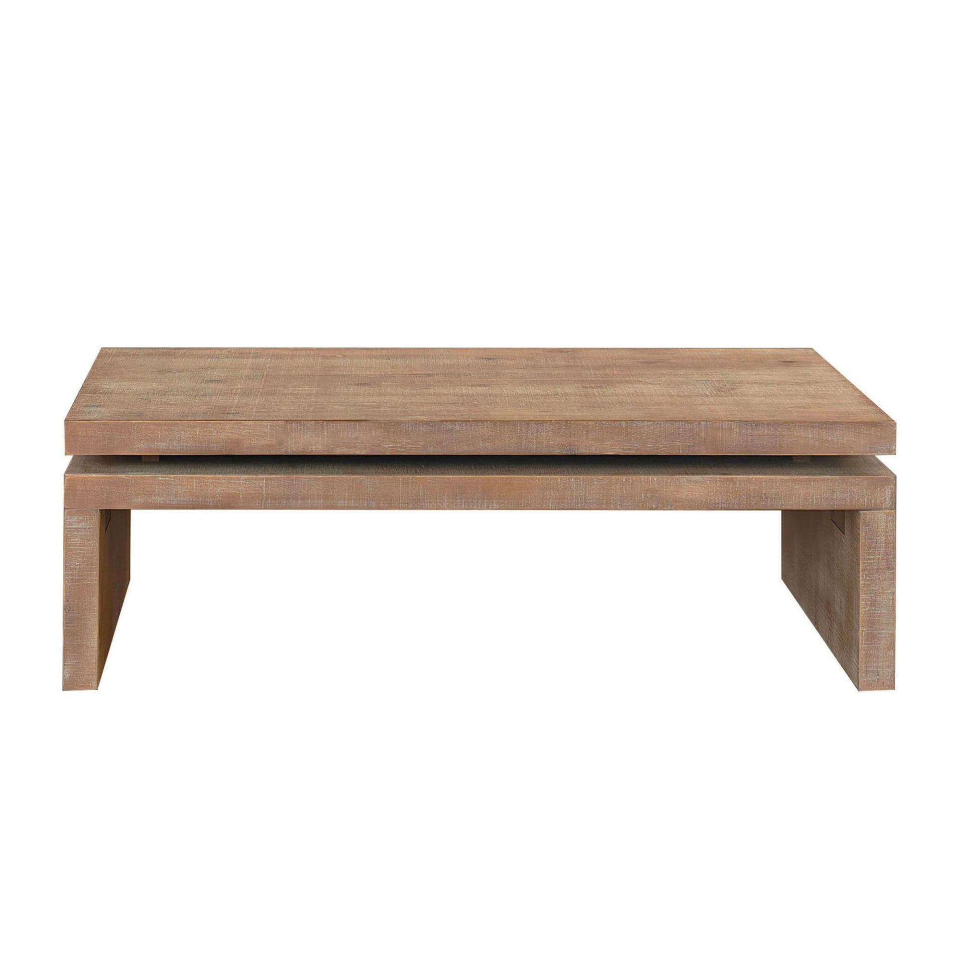 Modern Rustic Wood Coffee Table  Rectangular Living Room Center Table With Floating Top Design 47.6  L X 23.6  W X16.3  H view 2
