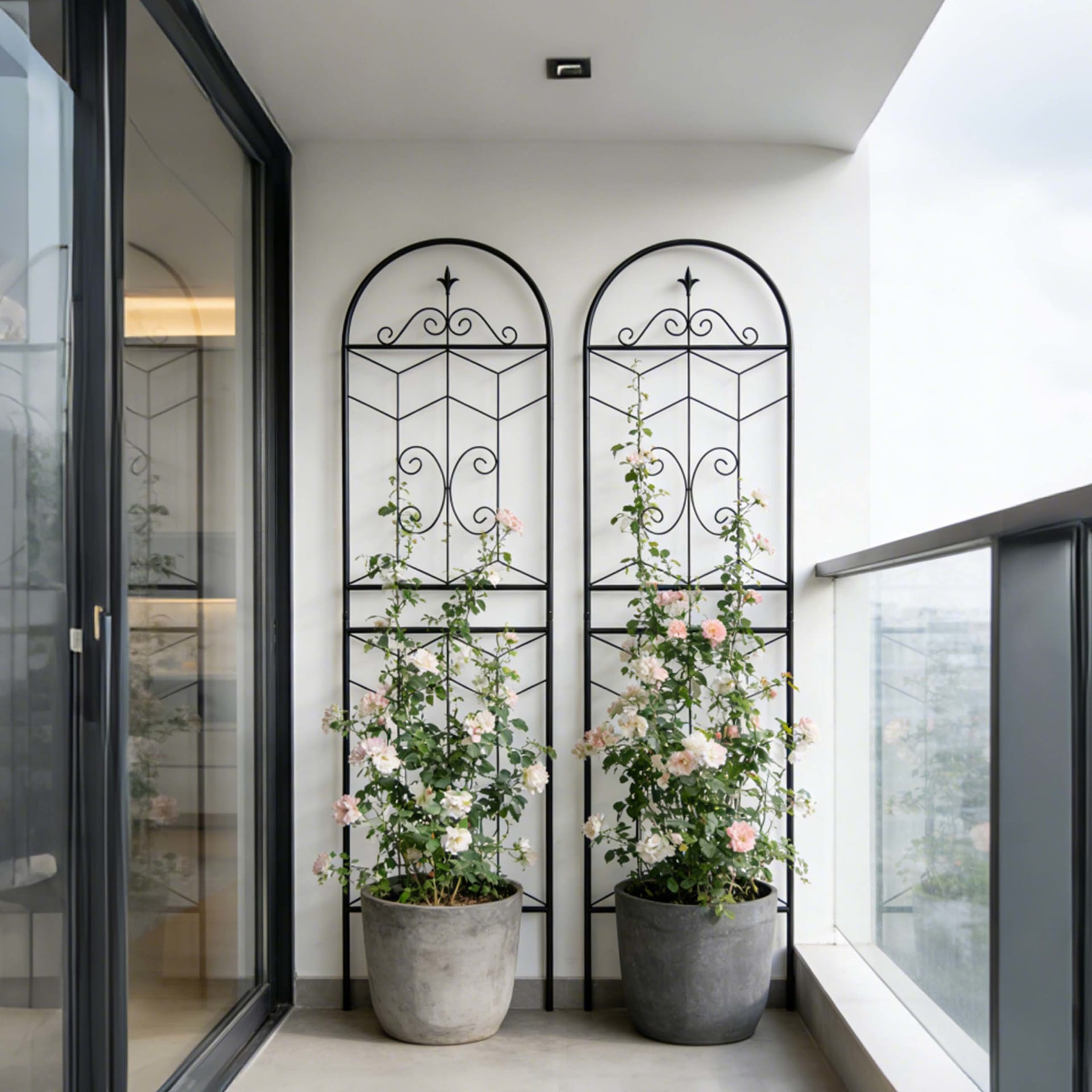 2 Pack Metal Garden Trellis 71  X 19.7  Rustproof Trellis For Climbing Plants Outdoor Flower Support Black view 2