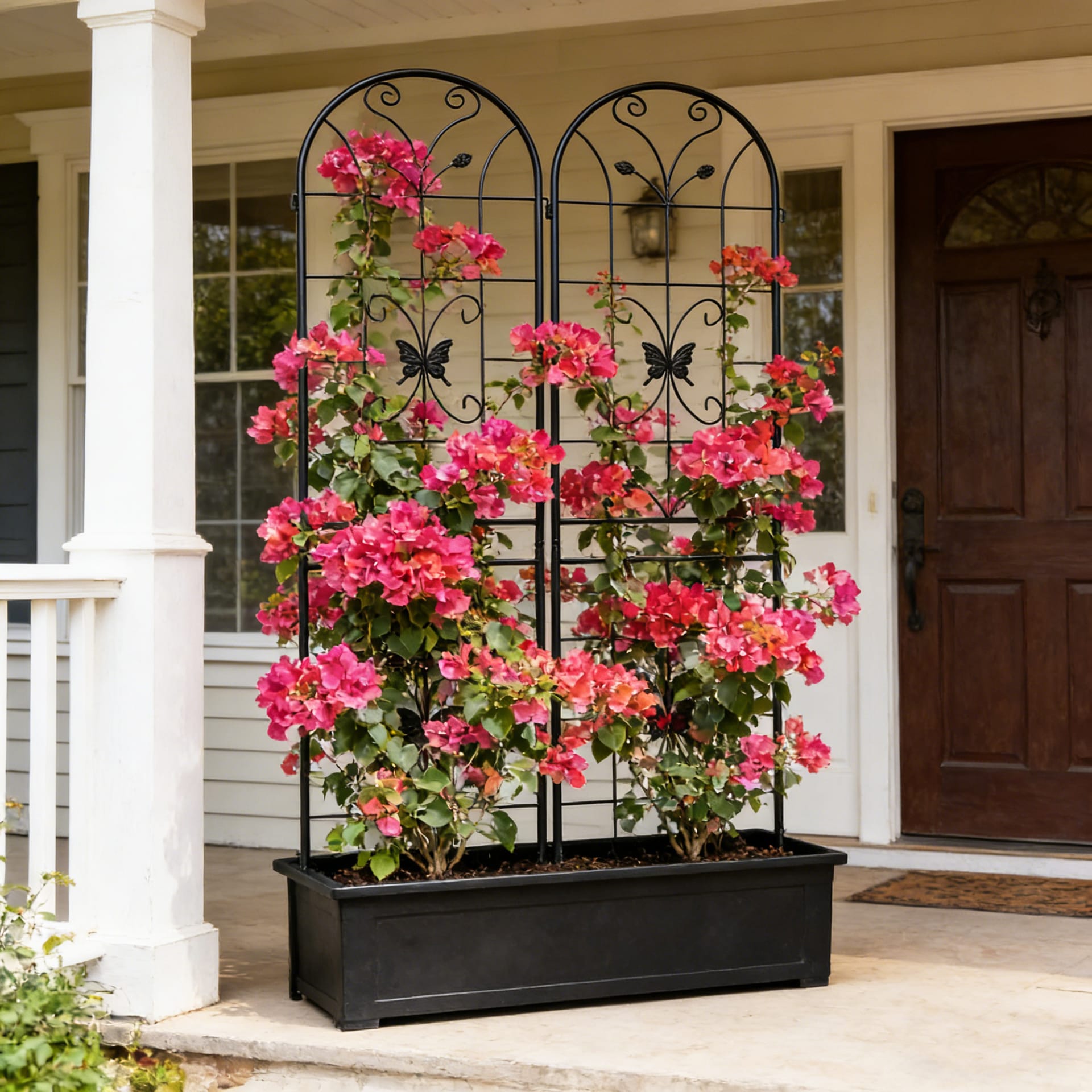 2 Pack Metal Garden Trellis 86.7 X 19.7 Rustproof Trellis For Climbing Plants Outdoor Flower Support Black