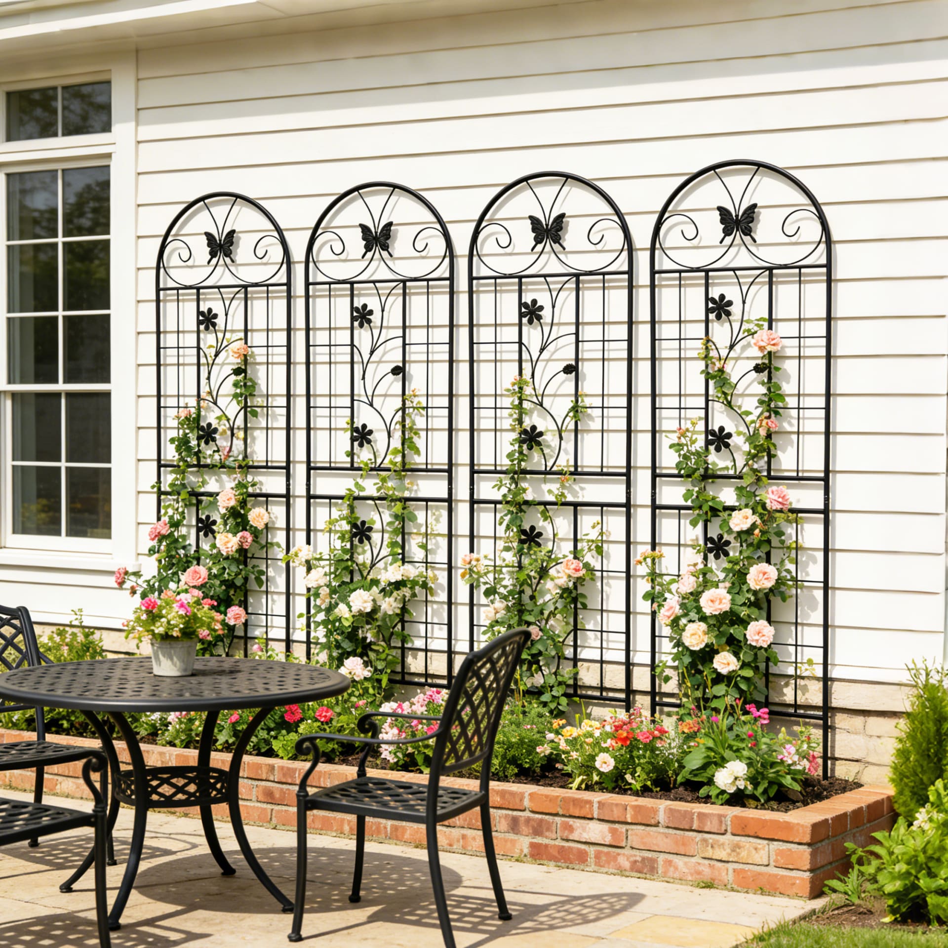 4 Pack Metal Garden Trellis 71  X 19.7  Rustproof Trellis For Climbing Plants Outdoor Flower Support Black view 2
