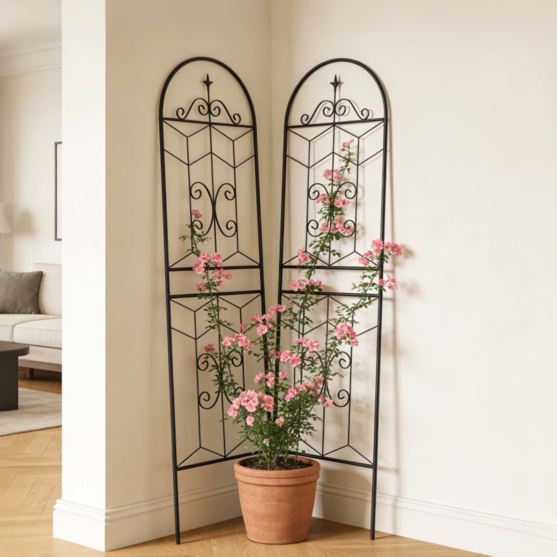 2 Pack Metal Garden Trellis 71  X 19.7  Rustproof Trellis For Climbing Plants Outdoor Flower Support Black view 3