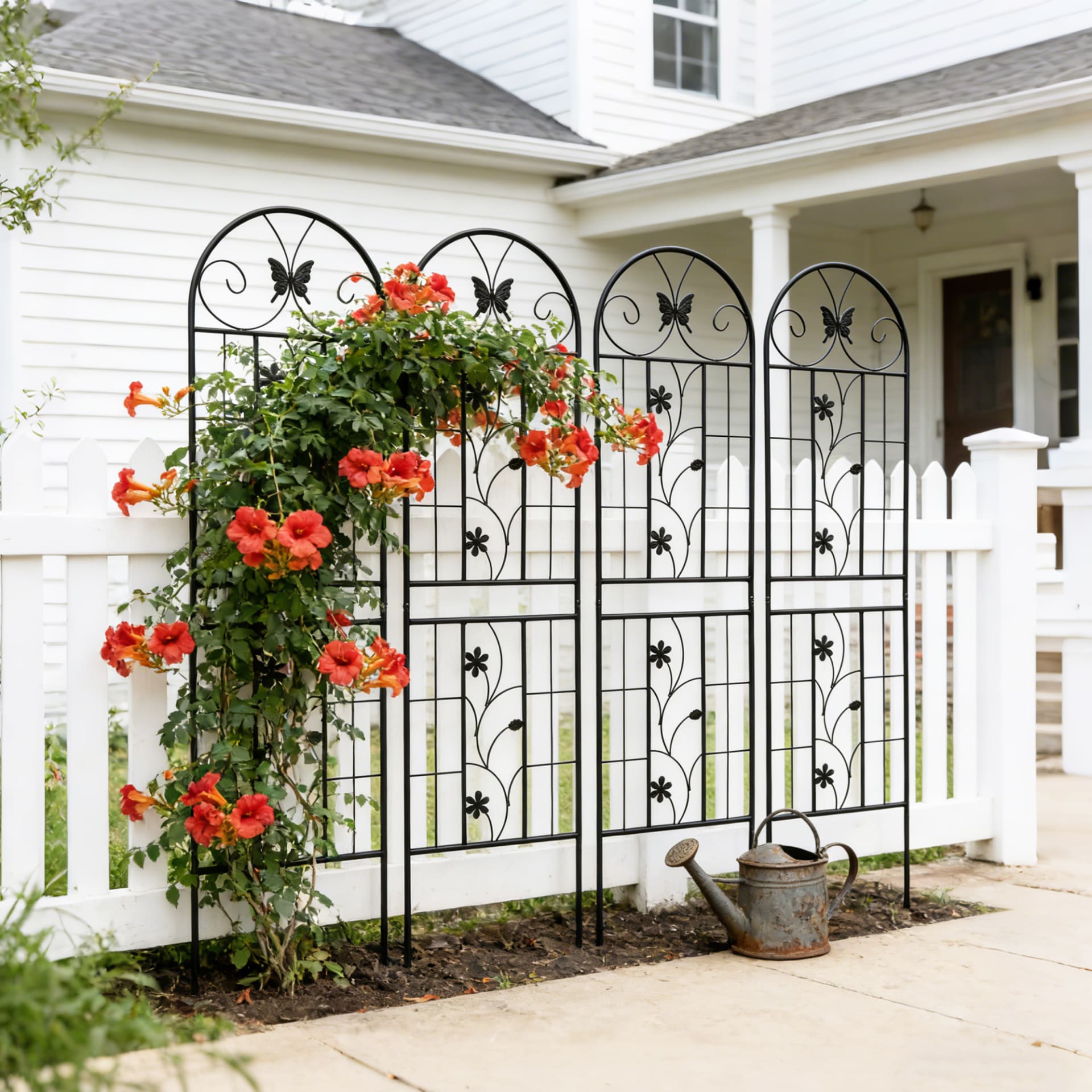 4 Pack Metal Garden Trellis 71 X 19.7 Rustproof Trellis For Climbing Plants Outdoor Flower Support Black