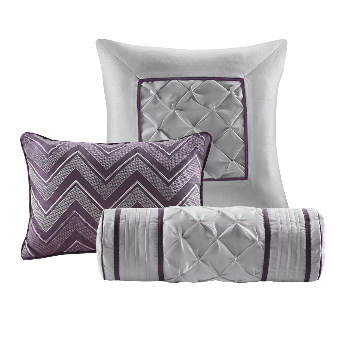 7 Piece Tufted Comforter Set Plum Cal King view 4