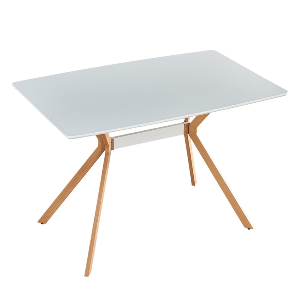 Modern Minimalist StyleDining Table MDF Anti-Scratch Top Metal Shelf Metal Heat Transfer Legs Leveling Feet For Dining Room Kitchen Office Table X 1 White view 3