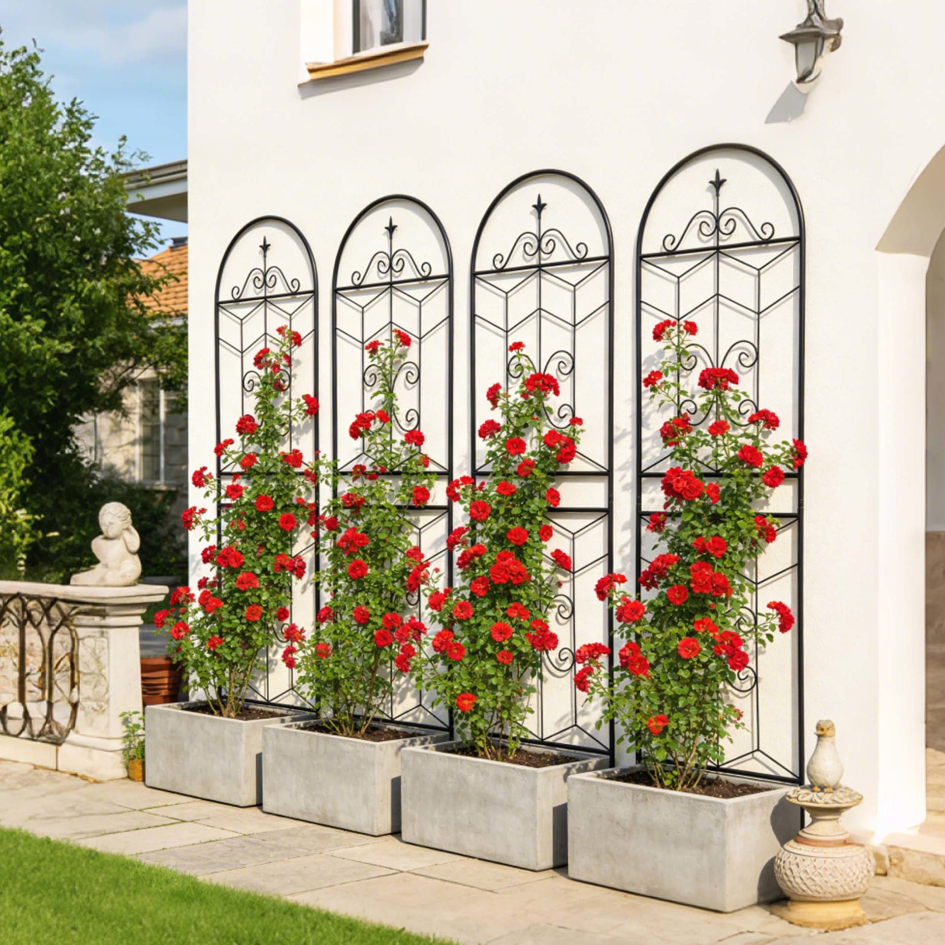 4 Pack Metal Garden Trellis 71 X 19.7 Rustproof Trellis For Climbing Plants Outdoor Flower Support Black