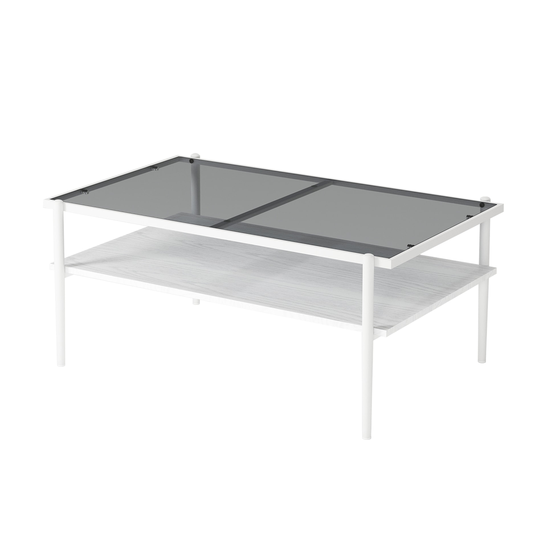 Coffee Table And End Tables Set Of 3, Tempered Glass Table With MDF Layer, Modern Tables For Living Room , Gray Glass view 5