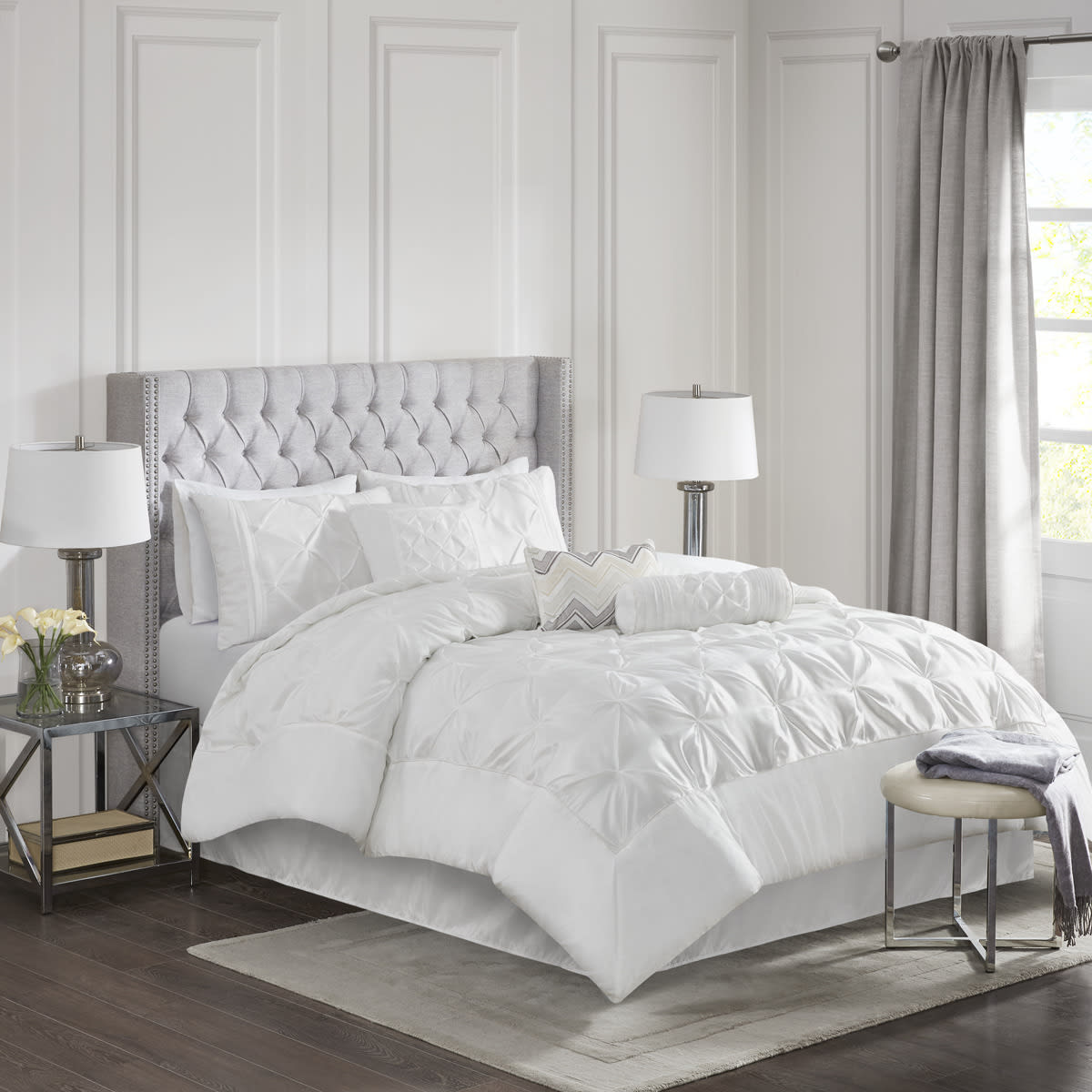 7 Piece Tufted Comforter Set White Full view 2