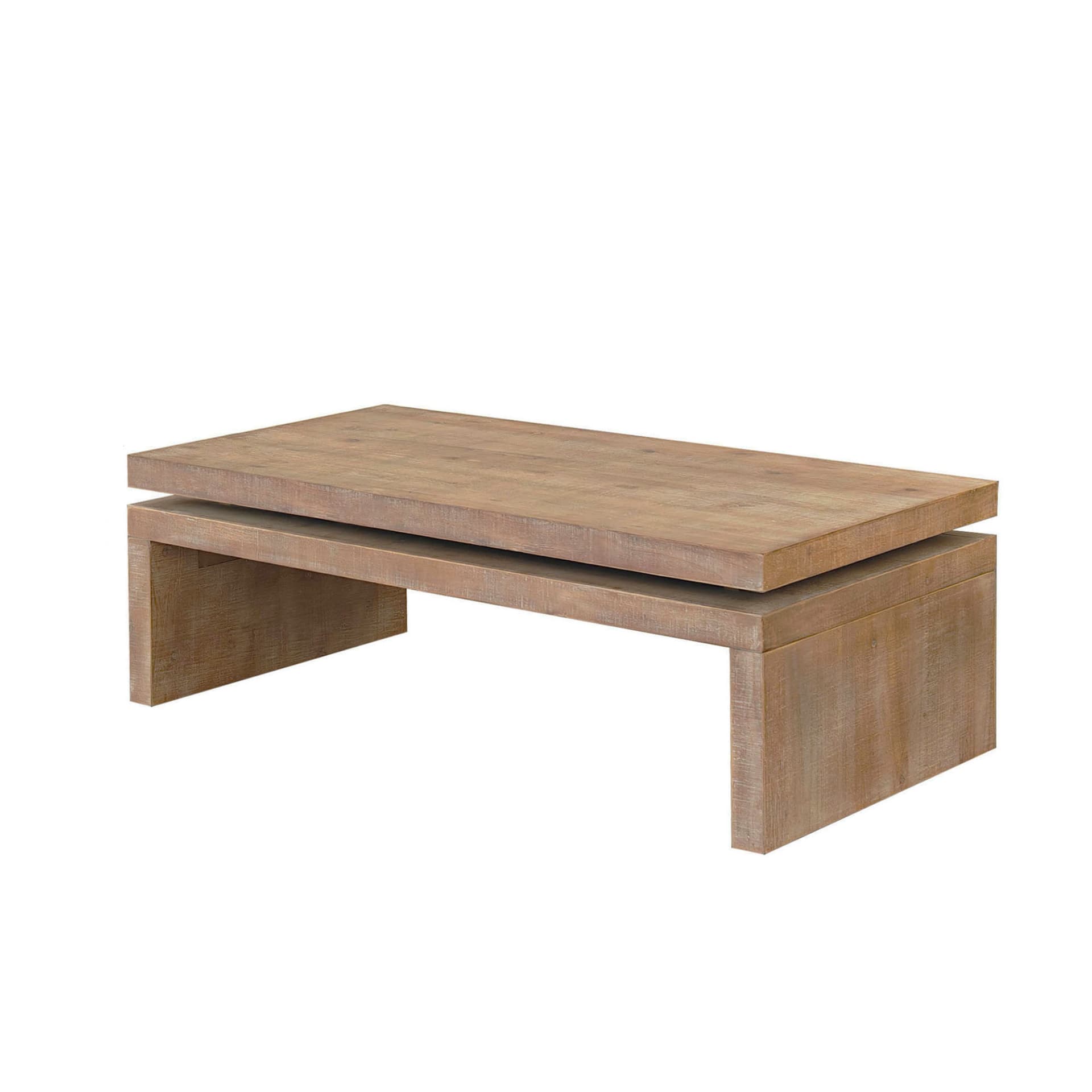Modern Rustic Wood Coffee Table  Rectangular Living Room Center Table With Floating Top Design 47.6  L X 23.6  W X16.3  H view 4