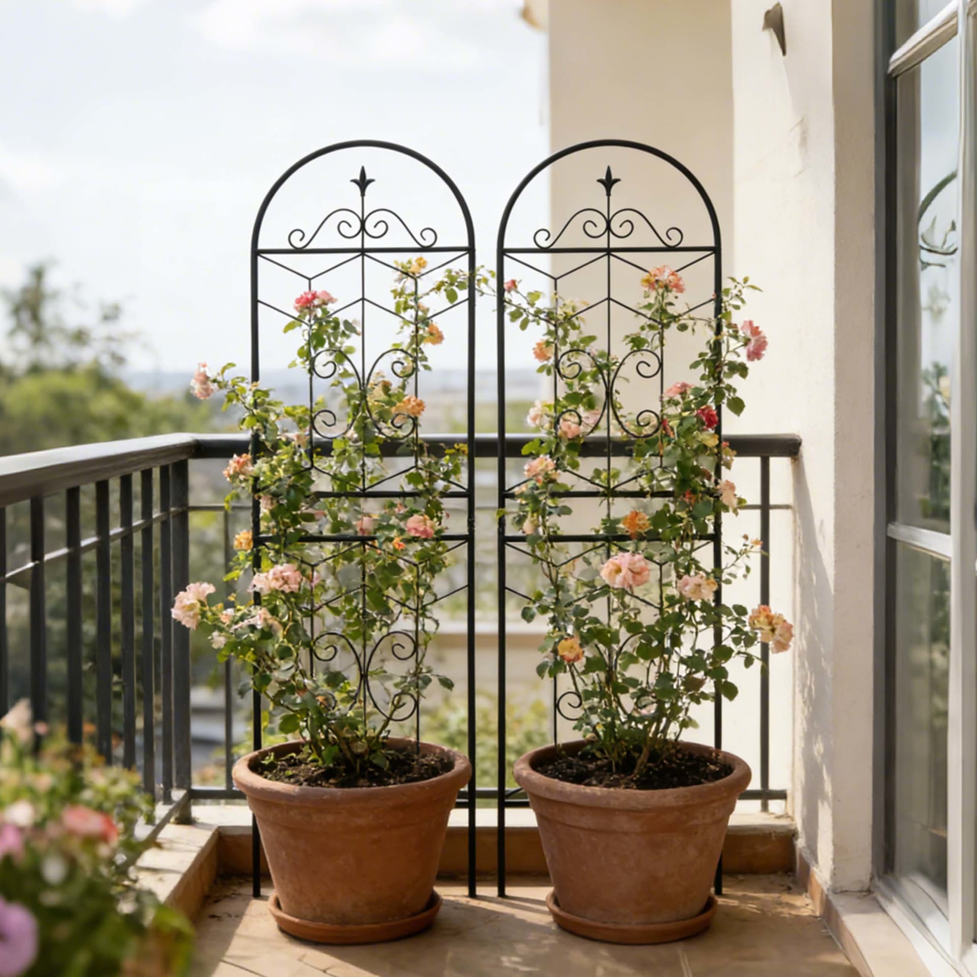 2 Pack Metal Garden Trellis 71  X 19.7  Rustproof Trellis For Climbing Plants Outdoor Flower Support Black view 4