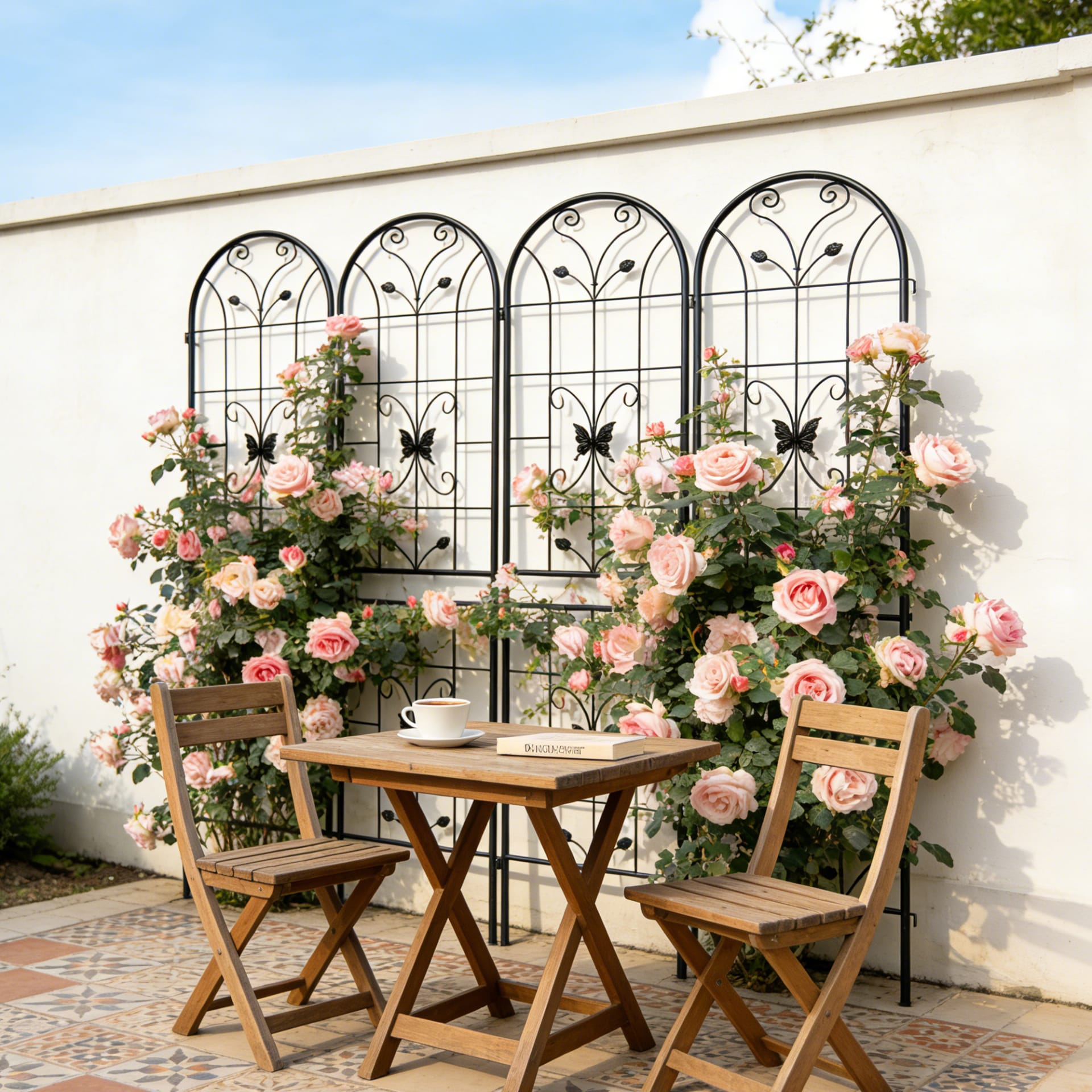 2 Pack Metal Garden Trellis 86.7  X 19.7  Rustproof Trellis For Climbing Plants Outdoor Flower Support Black view 2