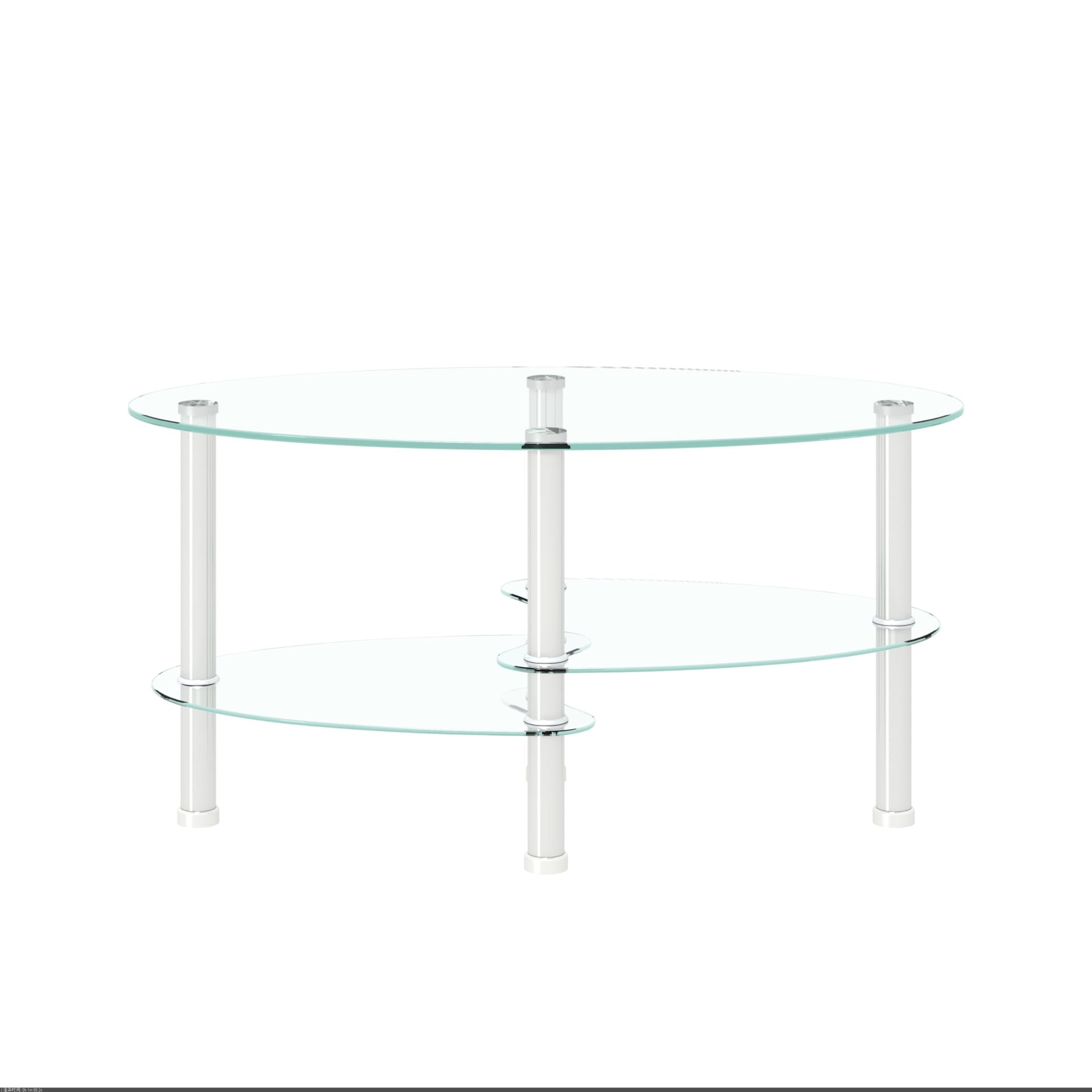 Transparent Oval Glass Coffee Table, Modern Table With Stainless Steel Leg, Tea Table 3-layer Glass Table For Living Room