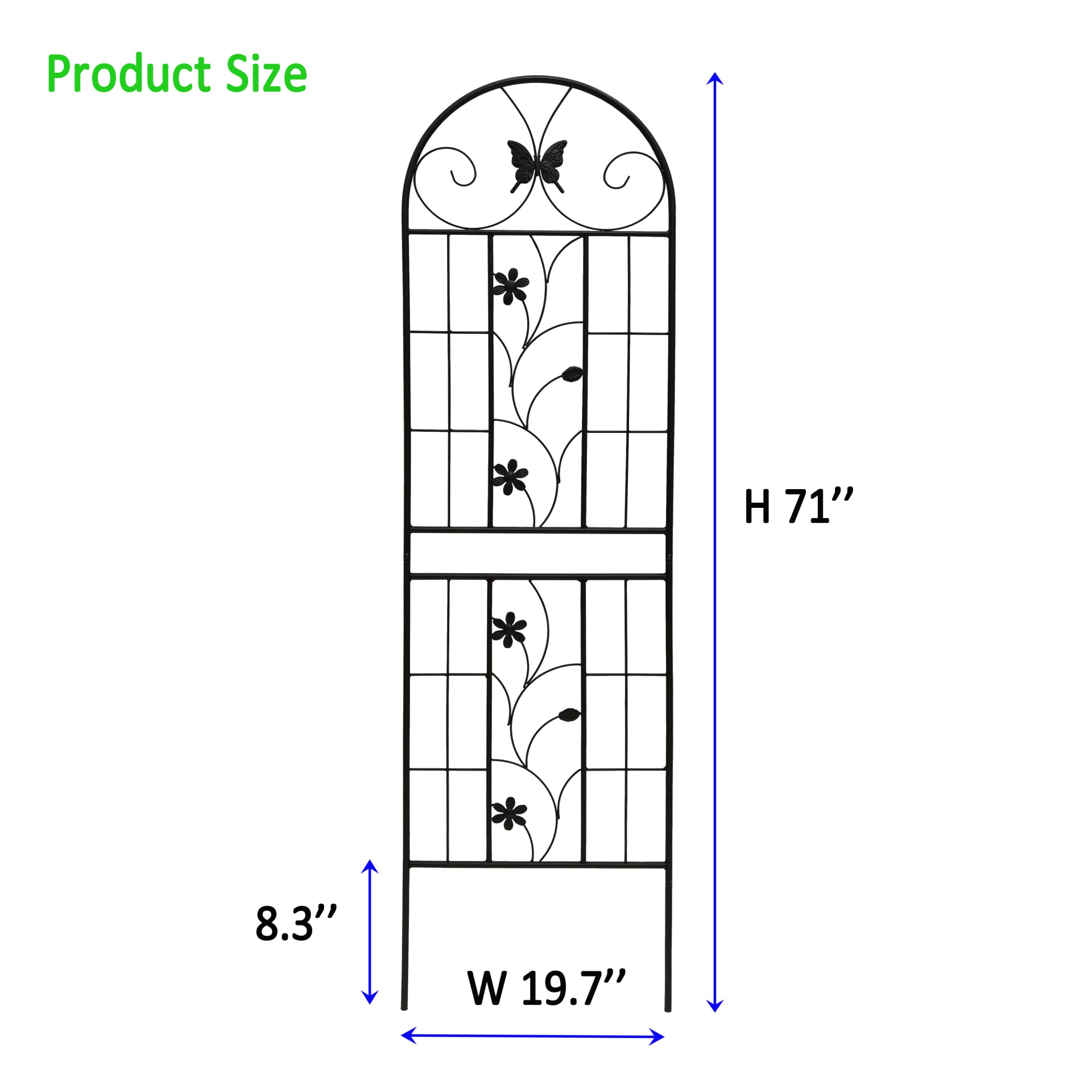 4 Pack Metal Garden Trellis 71  X 19.7  Rustproof Trellis For Climbing Plants Outdoor Flower Support Black view 3