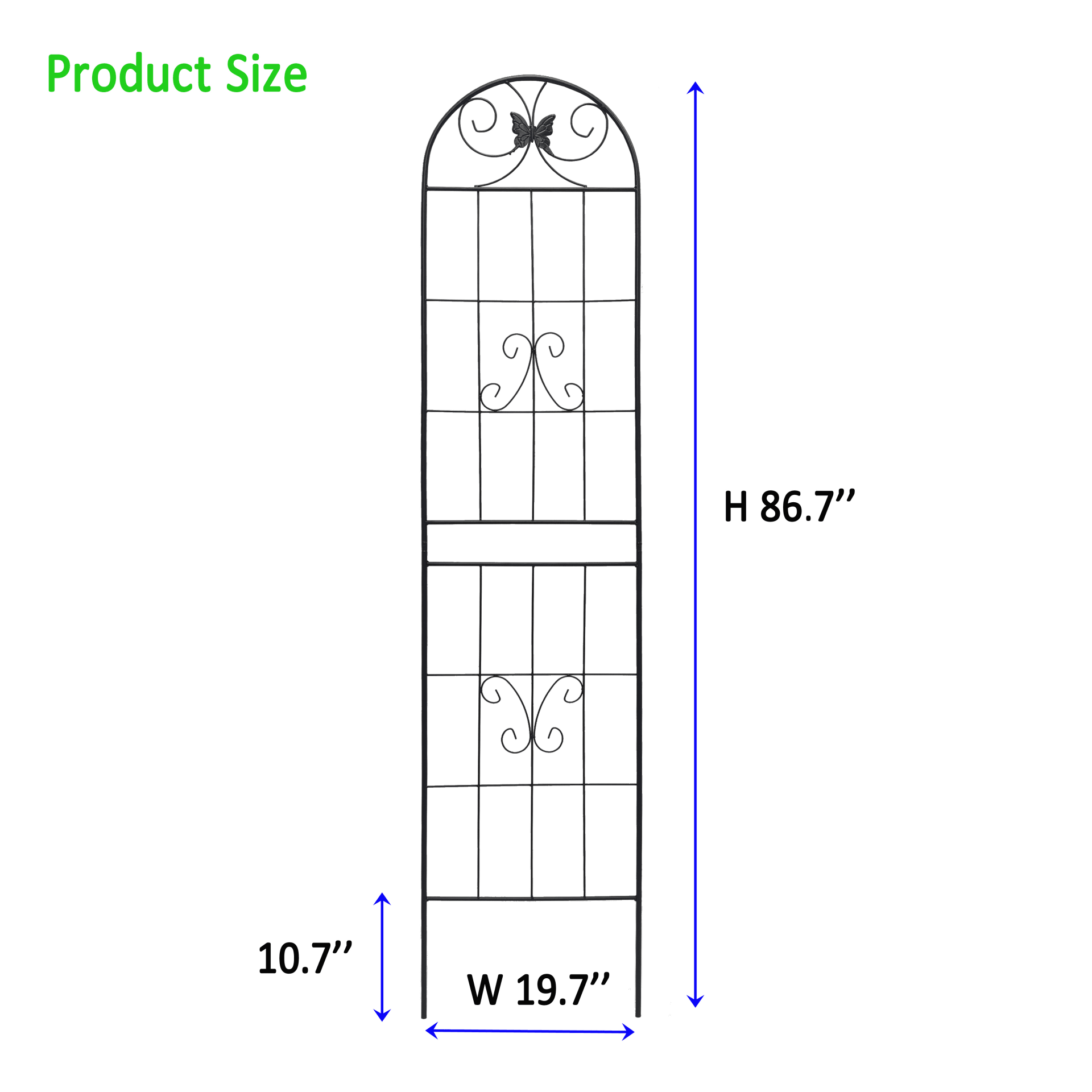 4 Pack Metal Garden Trellis 86.7  X 19.7  Rustproof Trellis For Climbing Plants Outdoor Flower Support Black view 4