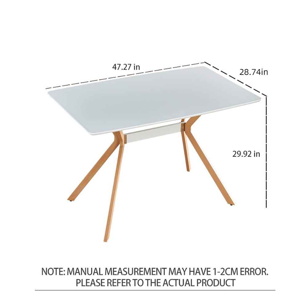 Modern Minimalist StyleDining Table MDF Anti-Scratch Top Metal Shelf Metal Heat Transfer Legs Leveling Feet For Dining Room Kitchen Office Table X 1 White view 5