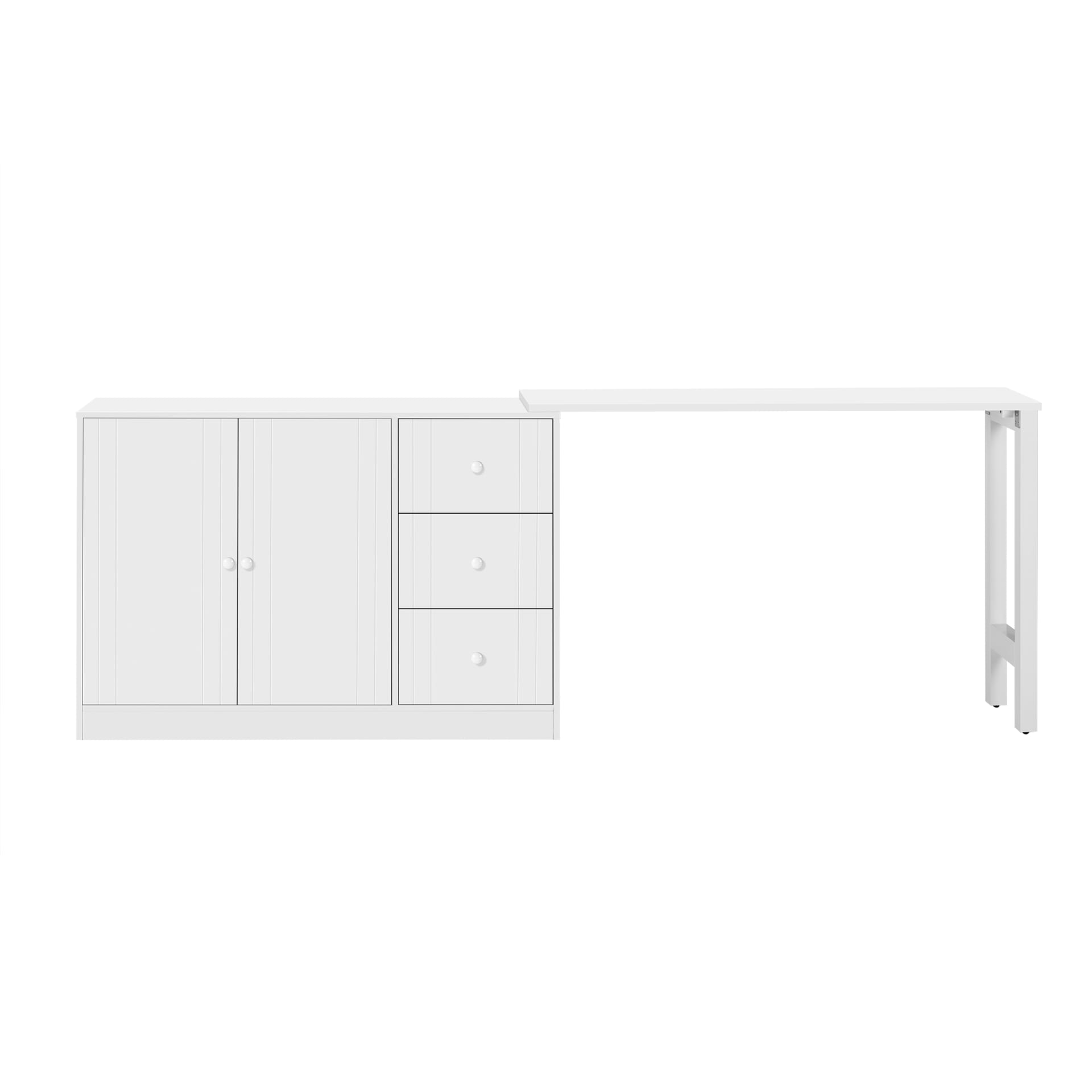 U-STYLE 89.7 Wooden Sideboard With Extendable Table Multifunctional Storage Cabinet With 2 Doors And 3 Drawers For Living Room Study Foyer And Kitchen view 5
