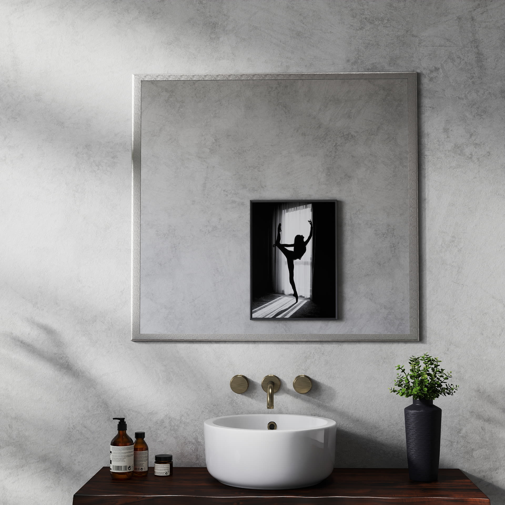 Transform Your Bathroom With This Stunning 32-inch Aluminum Silver Mirror view 1