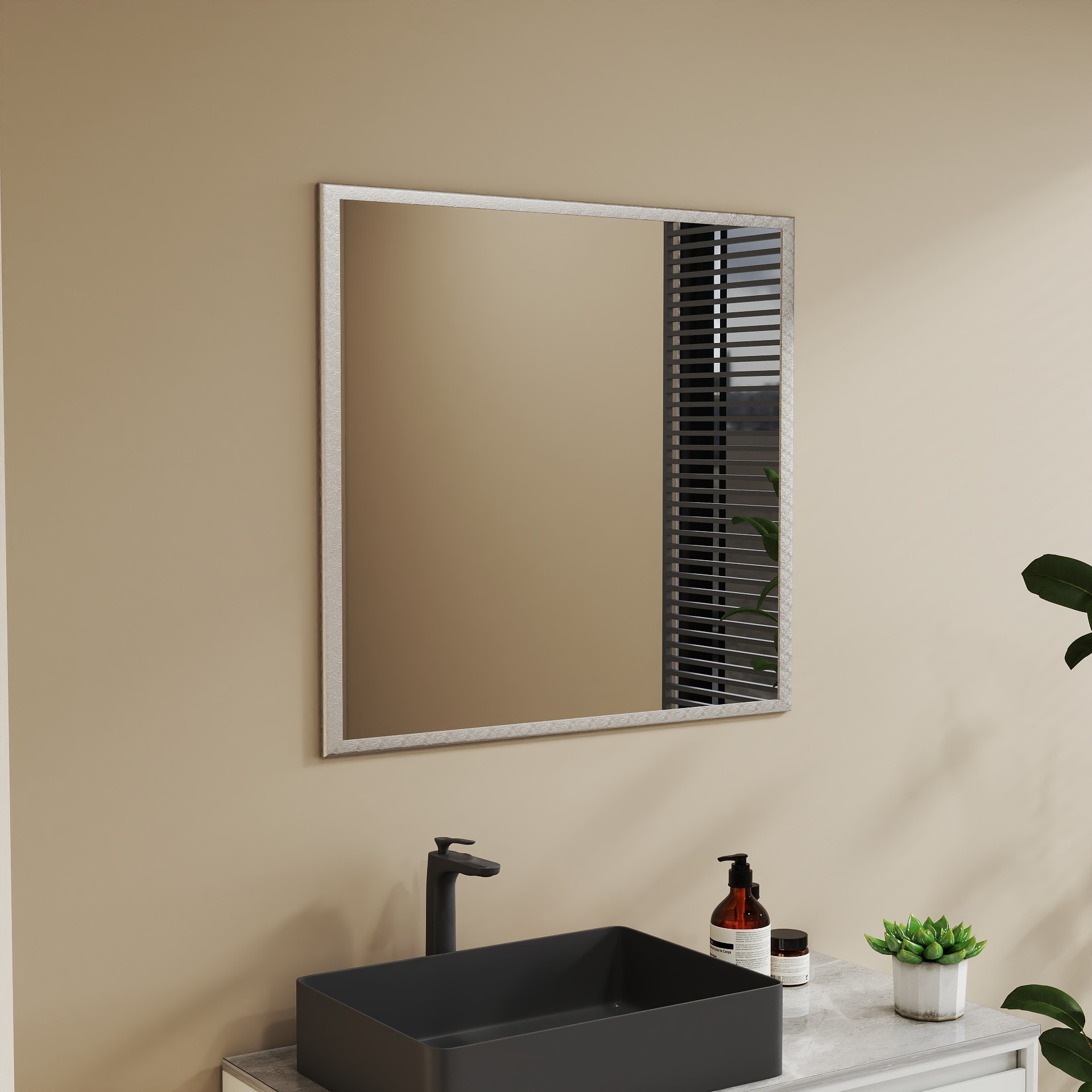 Transform Your Bathroom With This Stunning 32-inch Aluminum Silver Mirror view 5