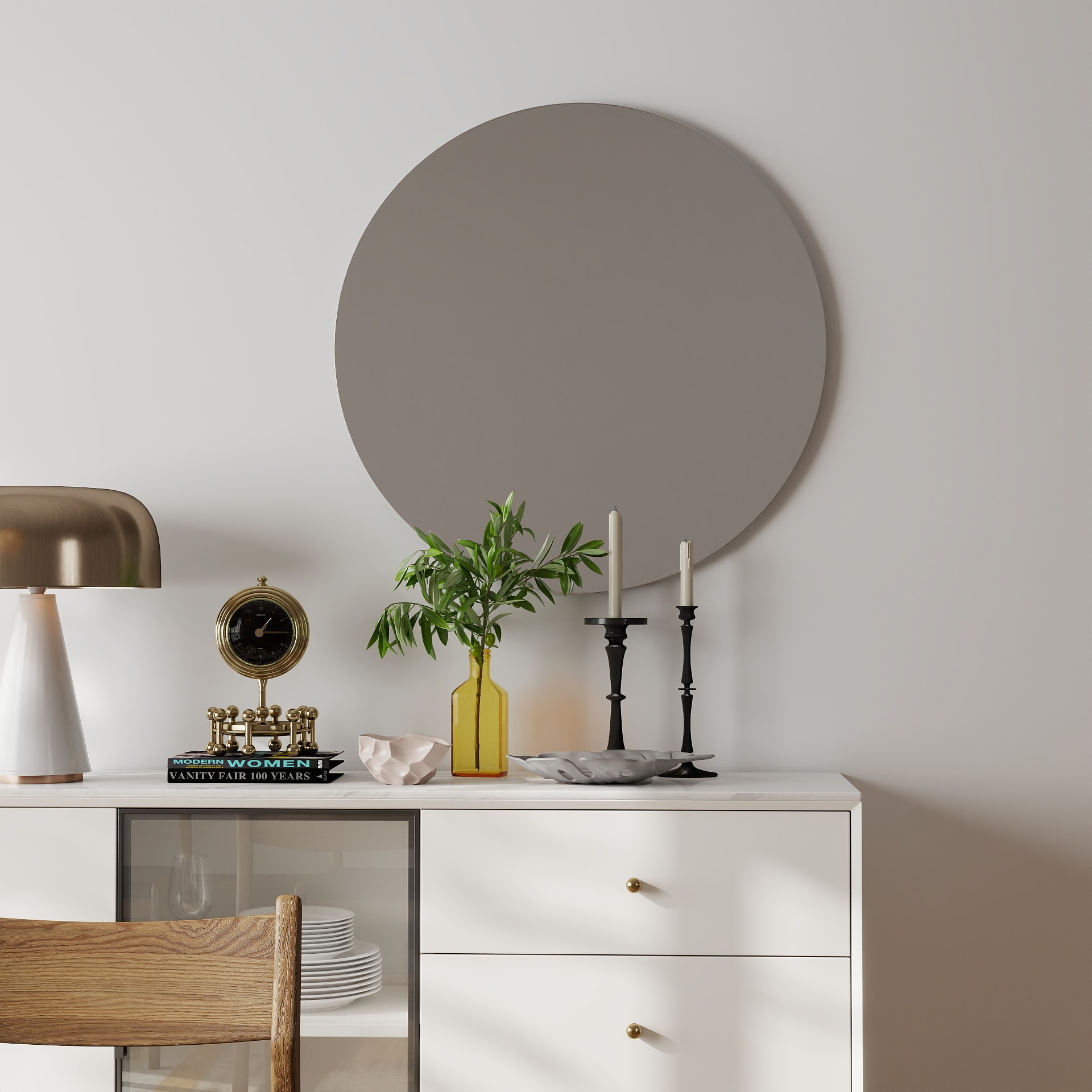 80cm Bathroom Mirror, Round Mirror, Wall Mount view 2