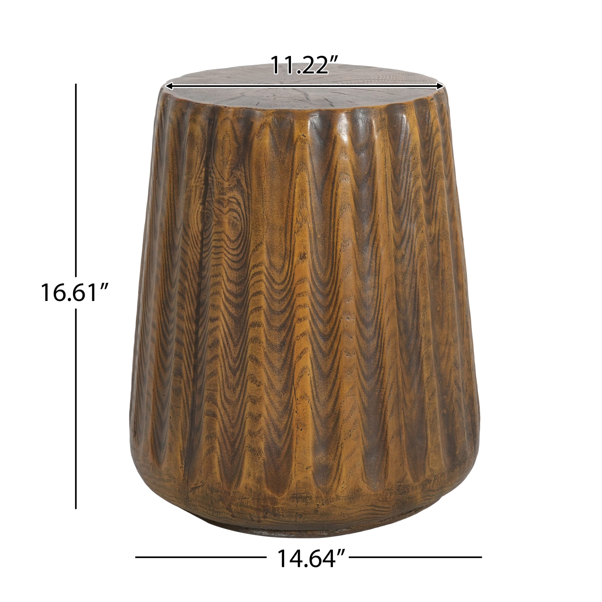 MGO Outdoor Indoor Side Table - Durable Tree Stump Style End Table For Patio, Garden, Living Room, 16.61  Height, Brown Wood Grain Finish view 2