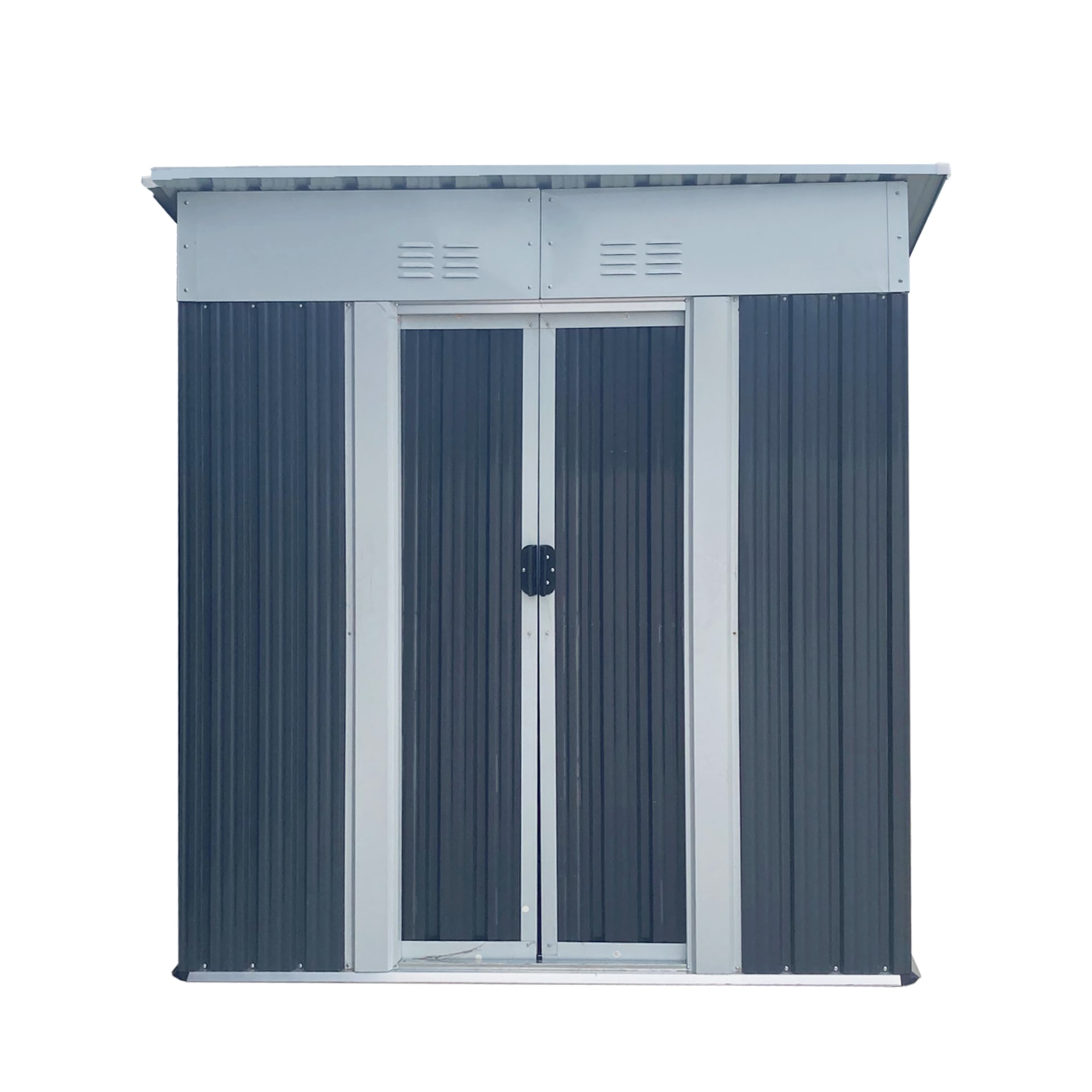 5FTx3FT Pent Roof Grey Outdoor Tool Bike Storage Garden Shed With Aluminum Alloy Frame And Sliding Door view 1