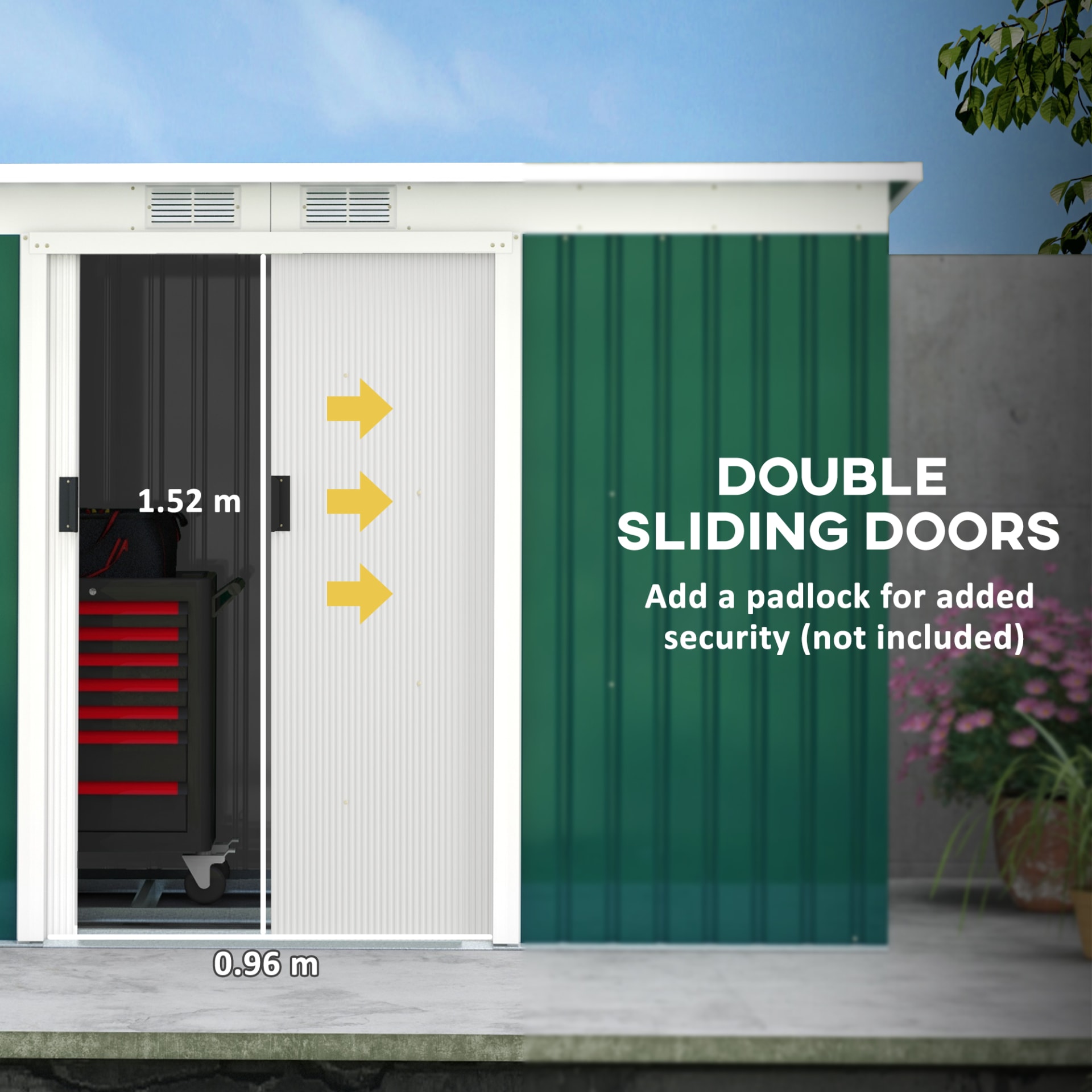 9'x4.5'x5.5' Rust Resistant Metal Garden Shed, Vented, Green White, Perfect For Backyard Lawn Tool Storage  Garden Essentials view 8