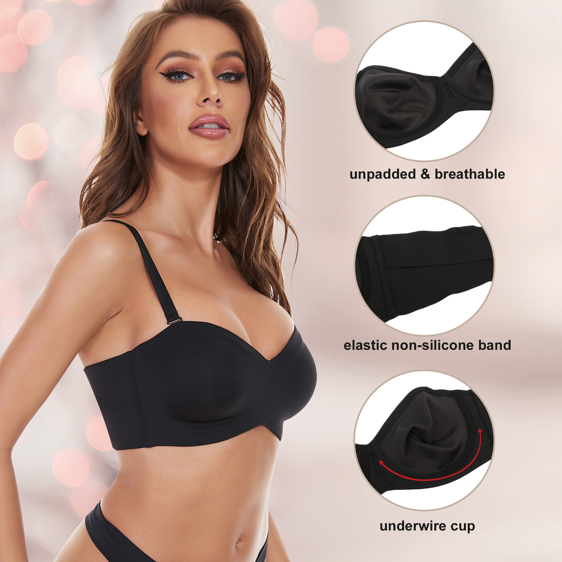Underwear Seamless Invisible Bra Removable Push Up Thin With Steel Ring view 6