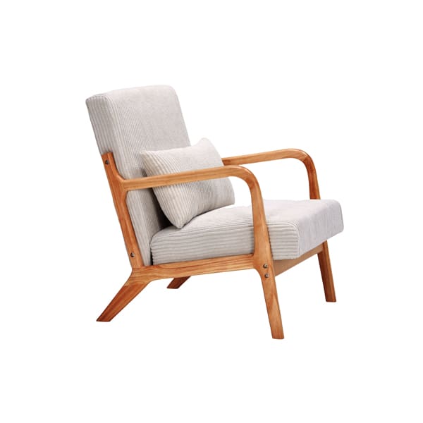 Mid-Century Modern Armchair Upholstered With Pillows And Solid Wood Frame view 18