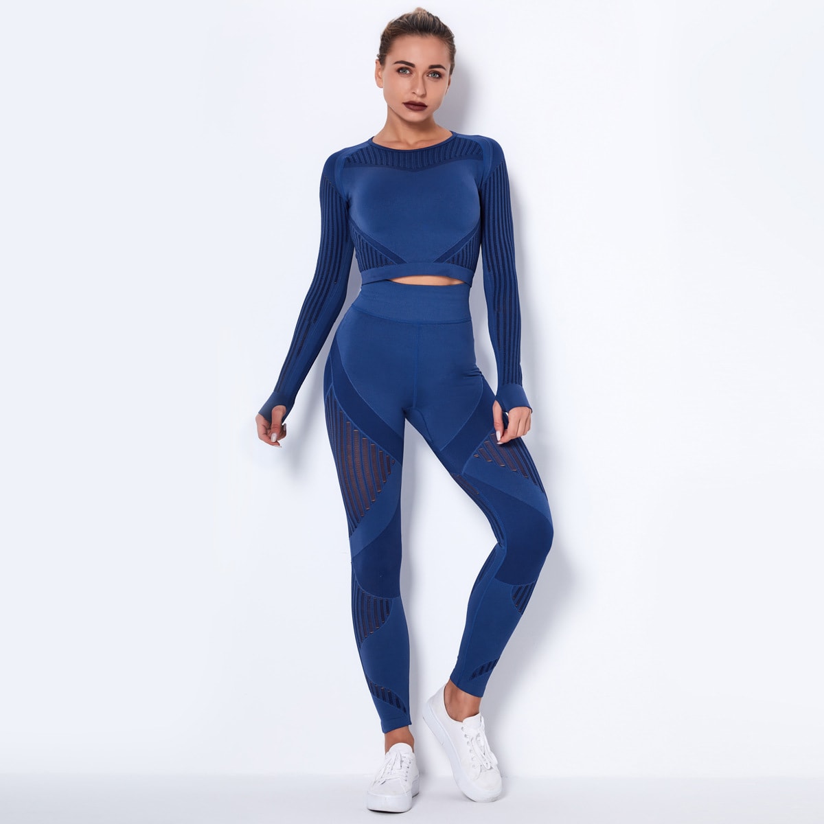 Quick-drying Exercise Yoga Long Sleeve Striped Fitness TOP view 13