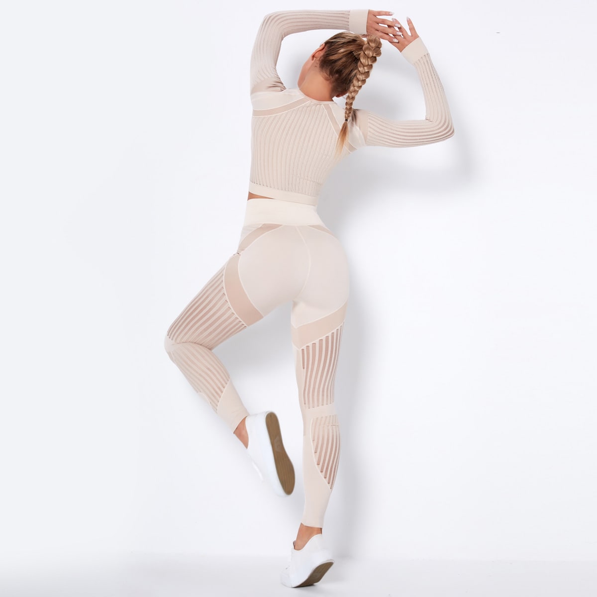Quick-drying Exercise Yoga Long Sleeve Striped Fitness TOP view 5