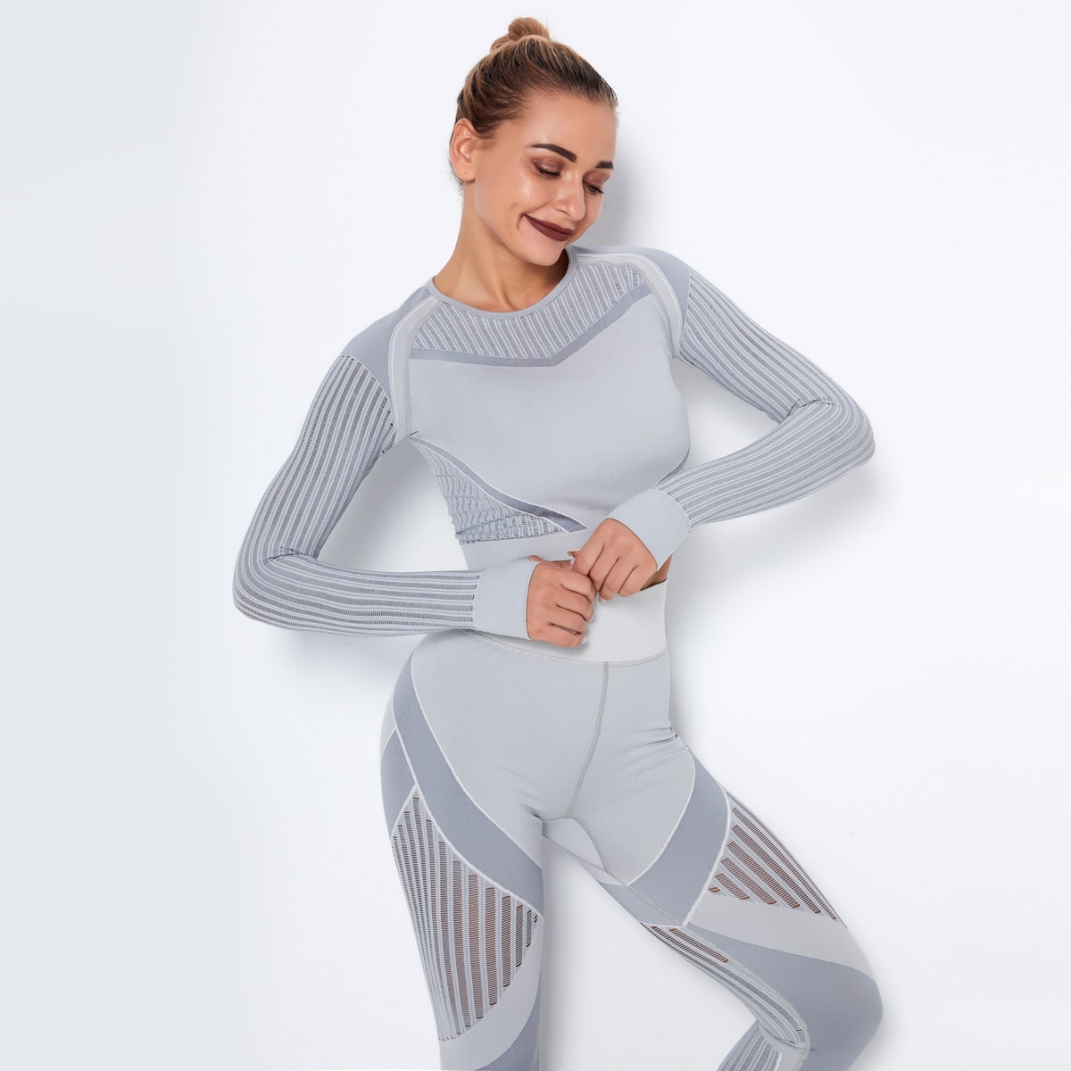 Quick-drying Exercise Yoga Long Sleeve Striped Fitness TOP view 8
