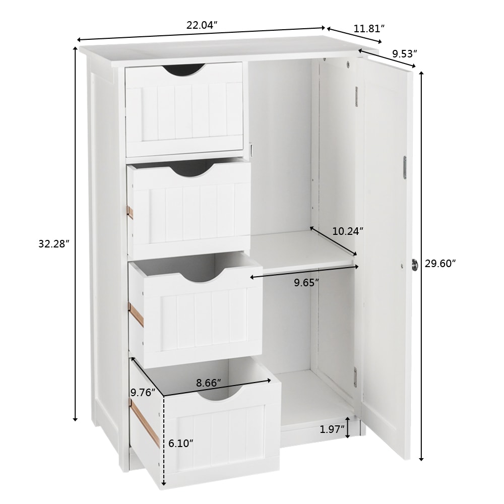 Four Drawer Single Door Bathroom Storage Cabinet view 13