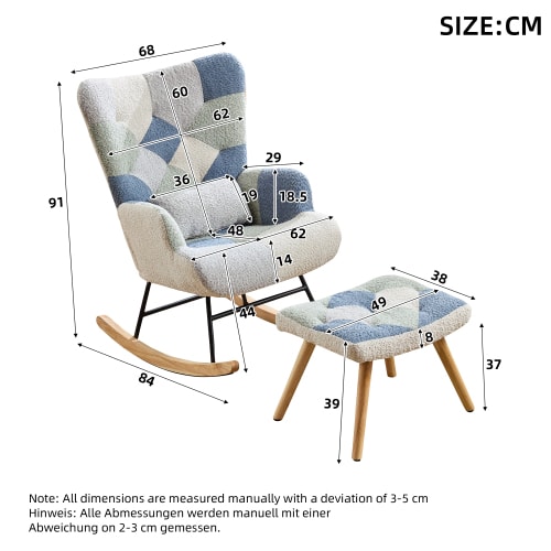 Rocking Chairs For Adults, Tteddy Rocking Chair Relaxing Recliner Chair With Solid Wood Legs High Back Lounge Chairs For Balcony Living Room Bedroom view 20