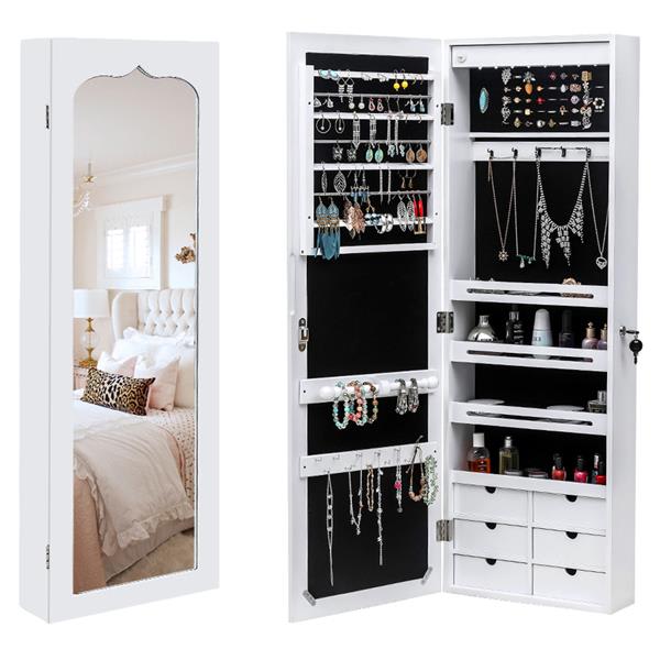 Non Full Mirror Wooden Wall Mounted Jewelry Storage Mirror Cabinet view 4
