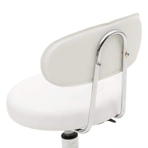 Round Shape Adjustable Salon Stool With Back And Line White view 12