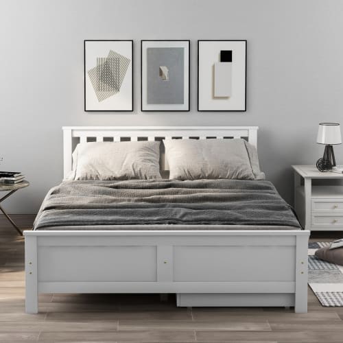 Wooden Solid White Pine Storage Bed With Drawers Bed Furniture Frame For Adults, Kids, Teenagers 4ft6 Double White 190x135cm view 3