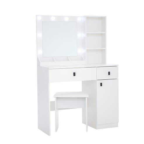 Vanity Desk With Lights, Vanity Set With Mirror, Makeup Vanity Desk With Large Drawers  Three Level Storage Dreeser, VanitysVanities With 3 Lights Brightness Adjustable For Bedroom, White view 4