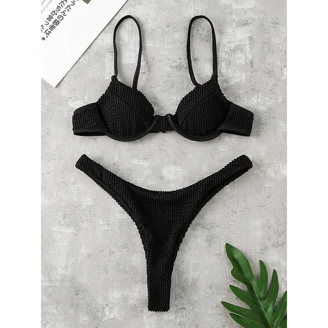 Women's Push Up Solid Ribbed Bikini view 11