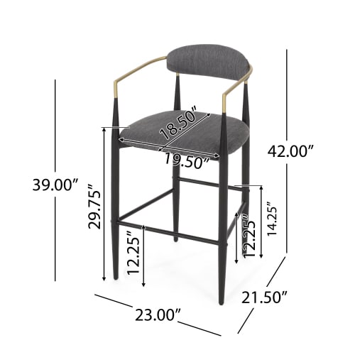 Barstools Set Of 2, Counter Height Upholstered Bar Stools With Back For Kitchen Island, Beige Faux PU Leather Seating Black Iron Legs 260LBS Weight Capacity view 19
