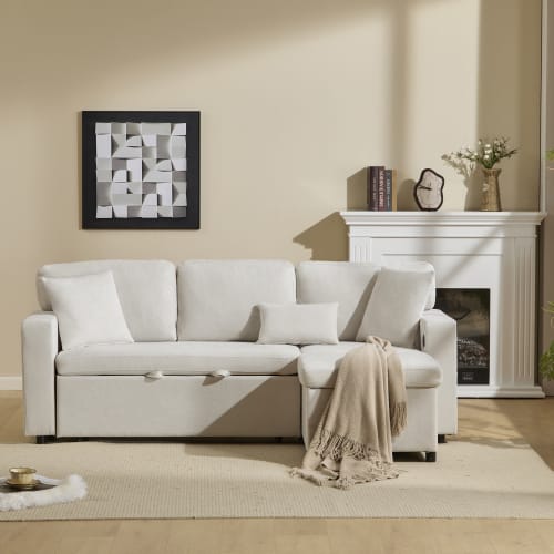 Corner Sofa Bed Corner Couch L-Shaped Sofa Bed Extendable, Bed Box And Integrated Shelf, view 30