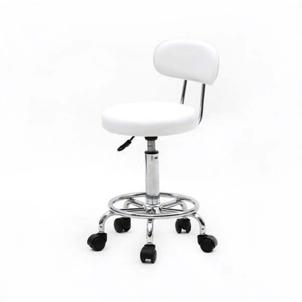 Round Shape Adjustable Salon Stool With Back And Line White view 16