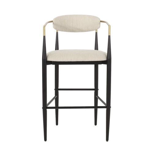 Barstools Set Of 2, Counter Height Upholstered Bar Stools With Back For Kitchen Island, Beige Faux PU Leather Seating Black Iron Legs 260LBS Weight Capacity view 5