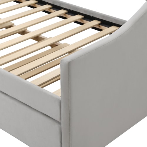 Upholstered Bed, 3FT Single Bed 90x190cm, Bottom With Trundle Bed 90x190cm, Daybed Sofa Bed, Youth Bed, For Adults & Teenagers, Easy Assembly, Velvet, Grey view 5