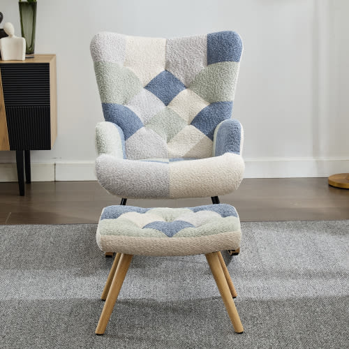 Rocking Chairs For Adults, Tteddy Rocking Chair Relaxing Recliner Chair With Solid Wood Legs High Back Lounge Chairs For Balcony Living Room Bedroom view 2