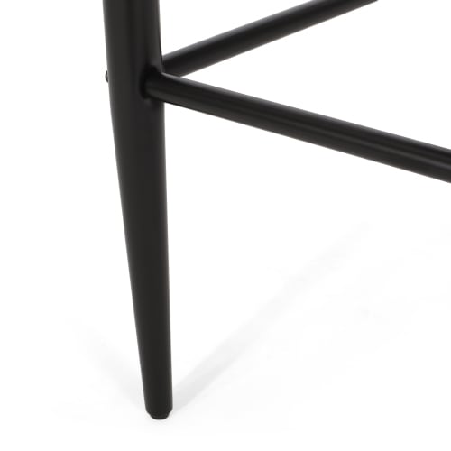 Barstools Set Of 2, Counter Height Upholstered Bar Stools With Back For Kitchen Island, Beige Faux PU Leather Seating Black Iron Legs 260LBS Weight Capacity view 4