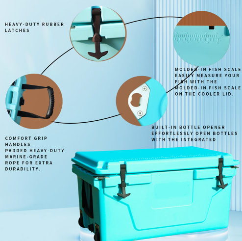 Hot Selling Blue Color 65QT Outdoor Cooler Fish Ice Chest Box Popular Camping Cooler Box view 18